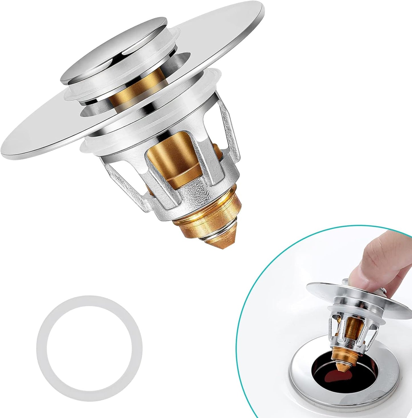 Sink Stopper, Bathroom Sink Drain Strainer with Hair Catcher