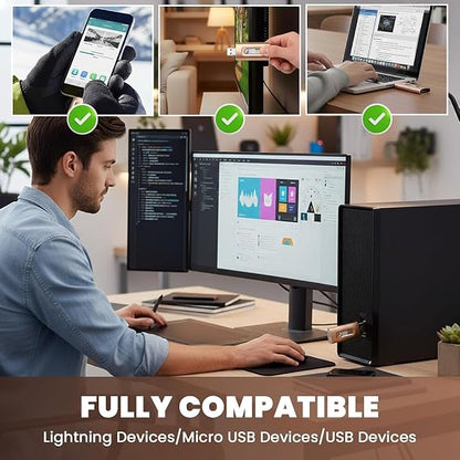 3-in-1 High-Capacity USB Drive with Fingerprint Security – Retractable Lightning & USB-A Memory Stick