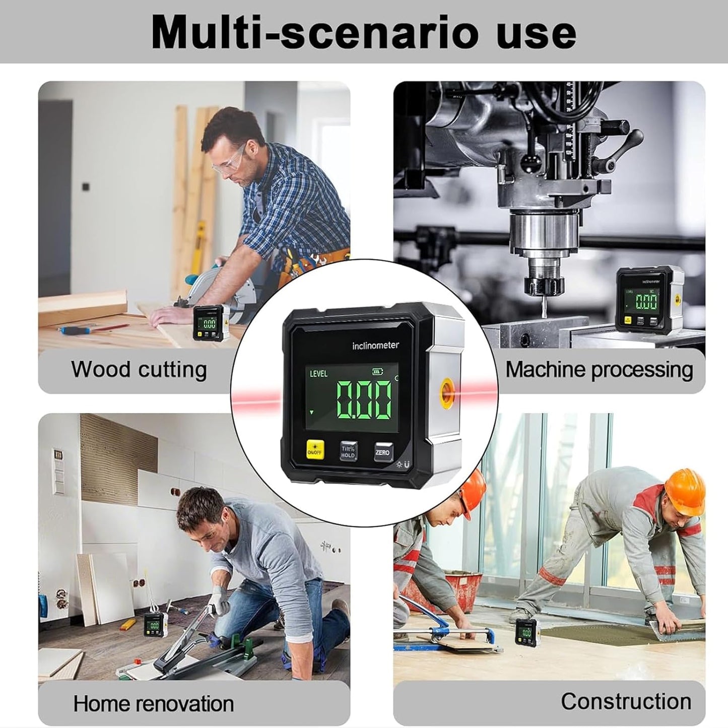 Magnetic Digital Angle Finder with Dual Laser Guide & 360°