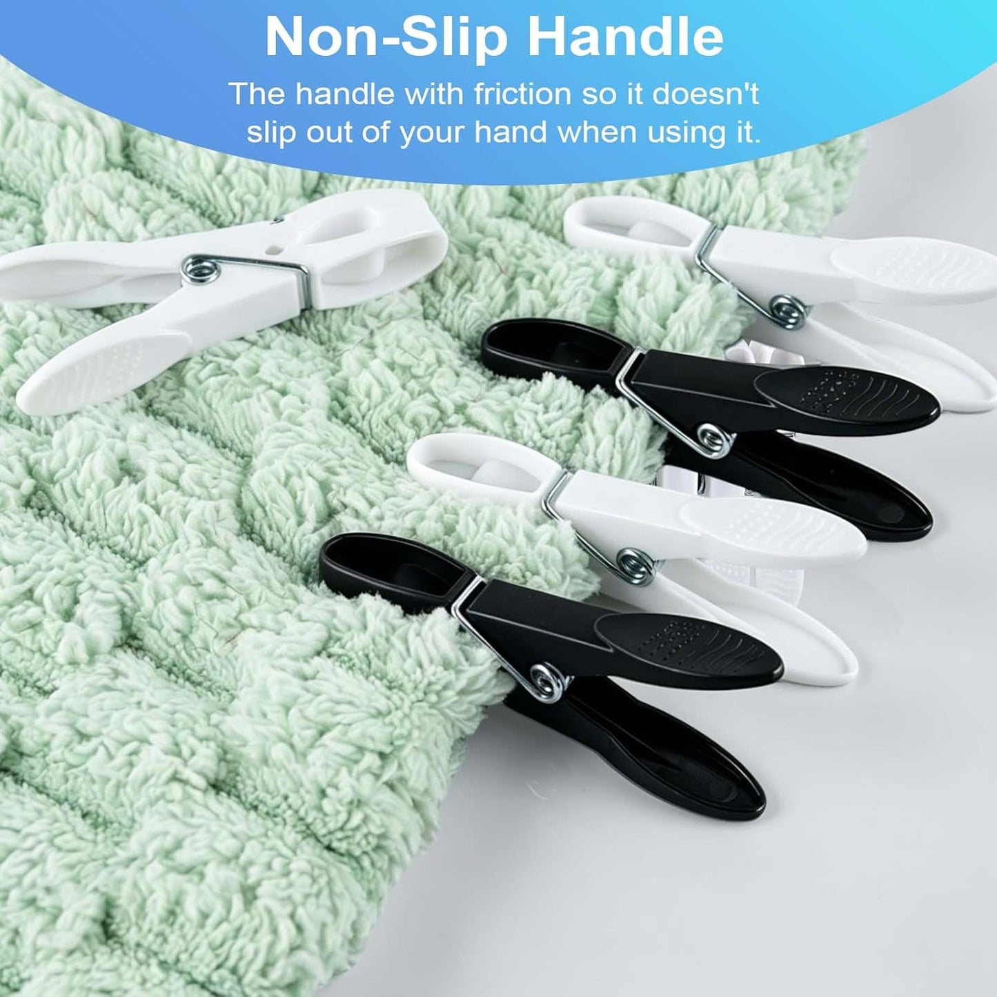 48Pack Black White Plastic Clothespins, Clothes Pins Heavy Duty Outdoor, Non-Slip Laundry Clips