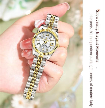 Luxury Watch for Woman Luminous Waterproof Date Stainless Steel Diamond Ladies Watch