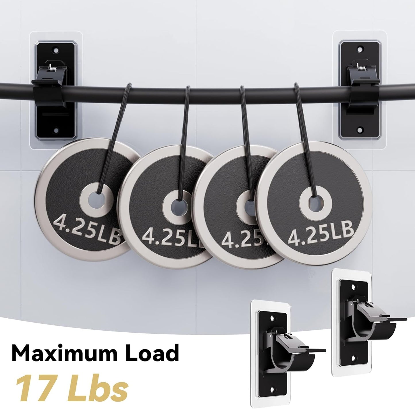 4 Pack Adhesive Curtain Rod Holders No Drilling, Renter Friendly Curtain Rod Brackets