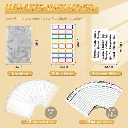 50Pcs Budget Binder with Cash Envelopes，Budget Binder, Cash Envelopes for Budgeting