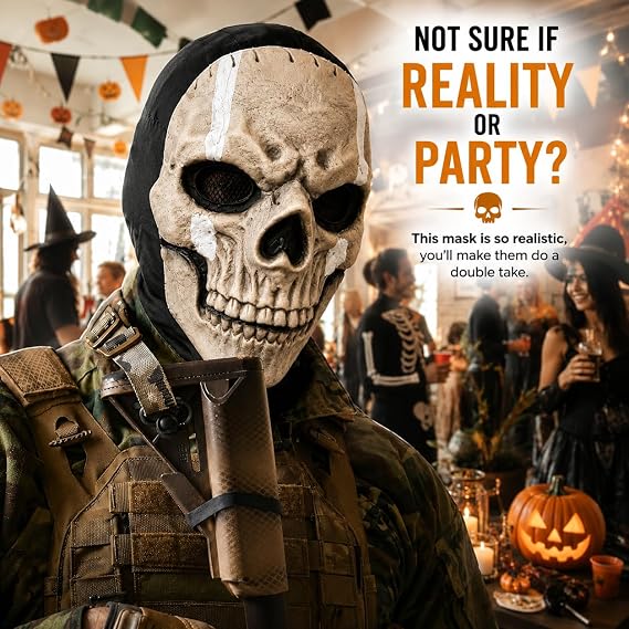 Creepy Halloween Full Head Skull Mask with Movable Jaw