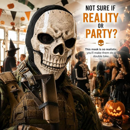 Creepy Halloween Full Head Skull Mask with Movable Jaw