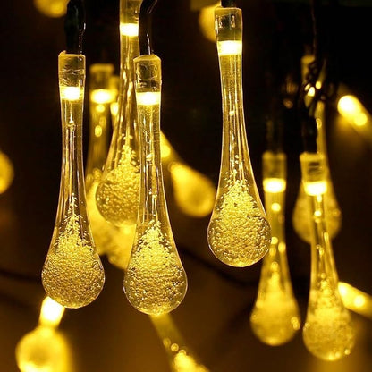 Solar String Lights Outdoor, Total 20LED 16.4FT, Water Drop