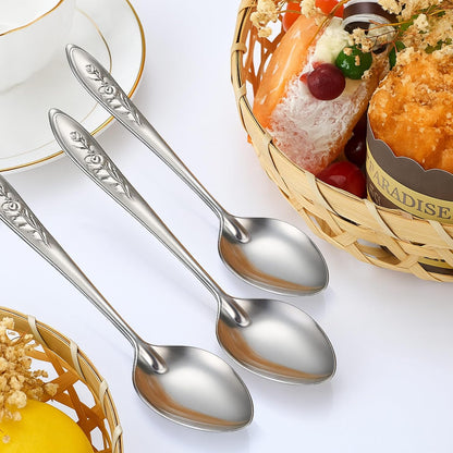 10 PCS Tea Spoons Set Silverware - 6.7 inch Stainless Steel Spoon