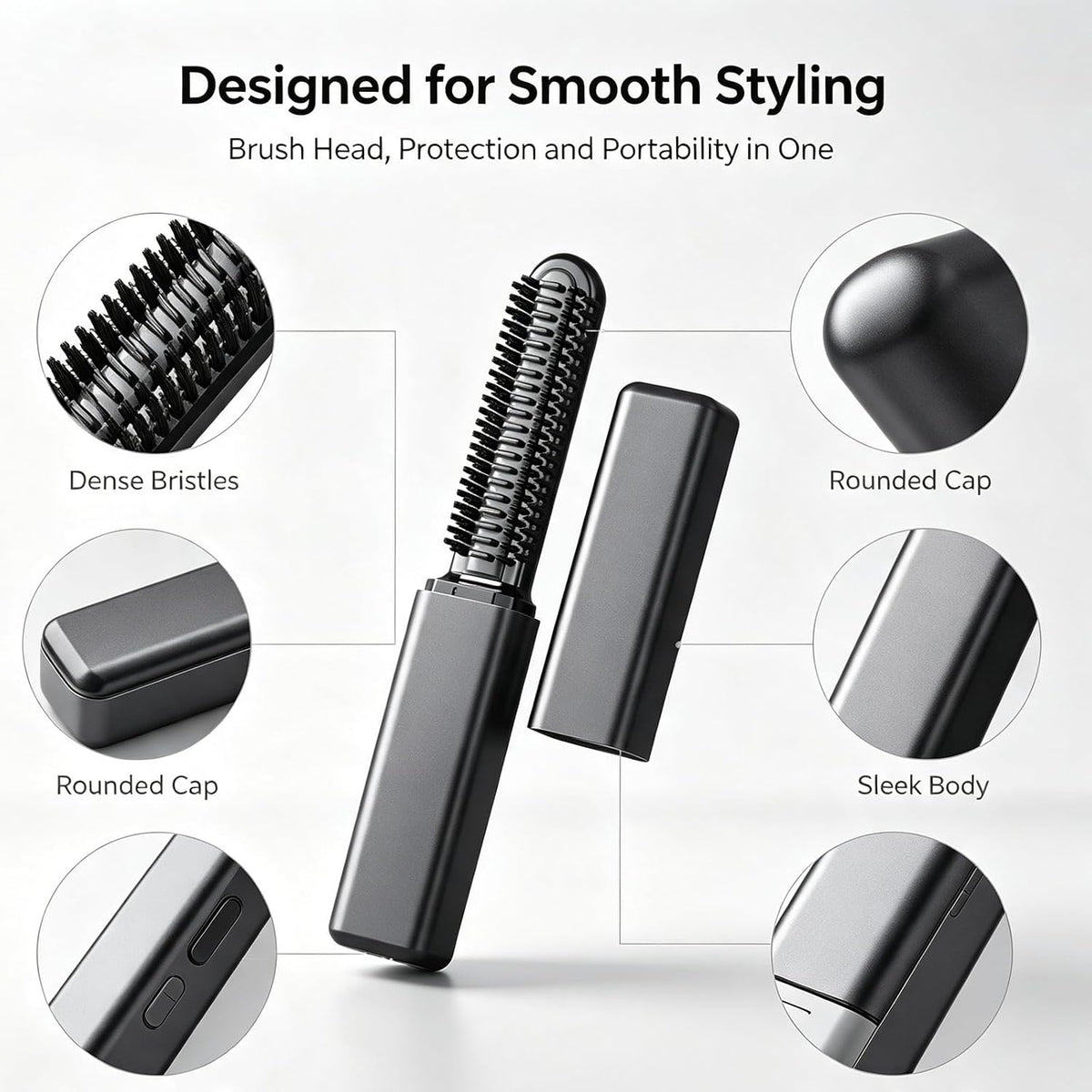 Mini Heated Styling Comb, USB-Powered Bang Curler, Heats up in 15 Seconds