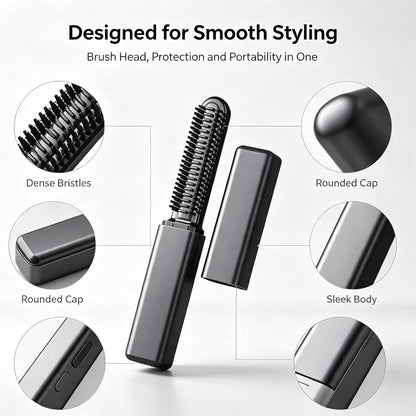 Mini Heated Styling Comb, USB-Powered Bang Curler, Heats up in 15 Seconds