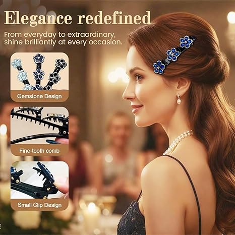 6PCS Sparkling Crystal Stone Braided Hair Clips Rhinestone Hair Clips Hair Braid Clips