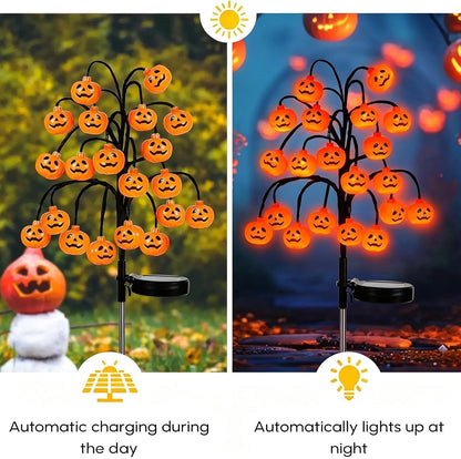 Halloween Solar Lights Pumpkin Waterproof Ground Stakes | Funny Outdoor Halloween Lights