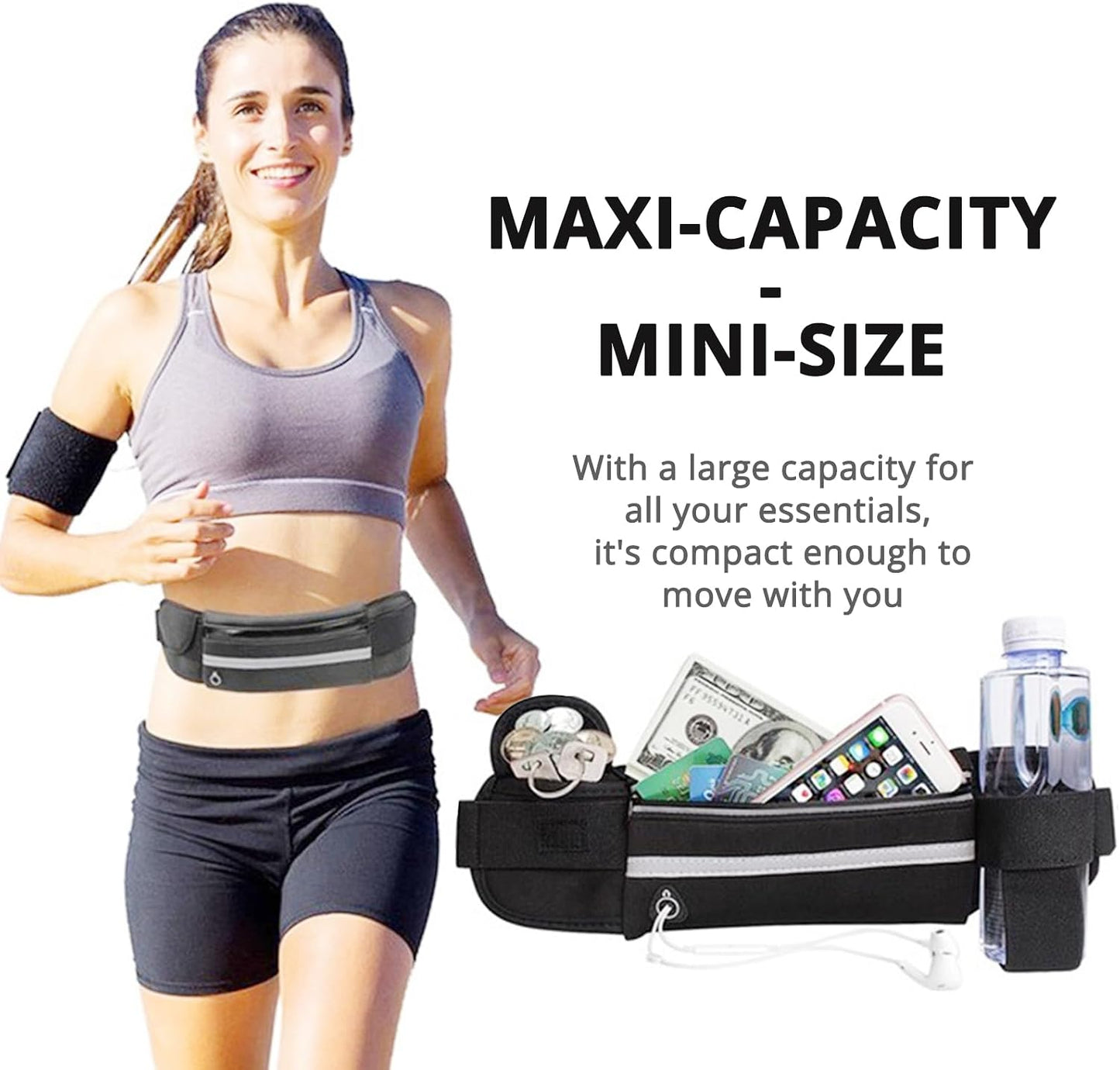2PCS Women Fanny Pack Running Belt,Belt Bag,Water Resistant Wasit Pack Bag