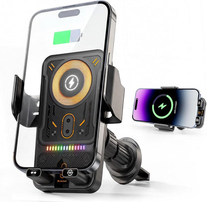 Phone Holders for Car, Cell Phone Mount 15W Wireless Car Charger with Induction Opening and Closing