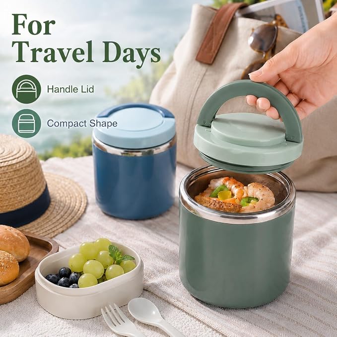 21.3oz Leakproof Stainless Steel Thermal Lunch Container for Hot and Cold Food