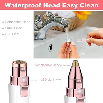 2-in-1 Portable Electric Nose Hair Trimmer & Eyebrow Shaper — Facial Hair Remover for Women