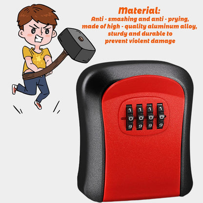 Wall Mount Key Lock Box - 4 Digit Combination Lockbox for Keys Safe Security