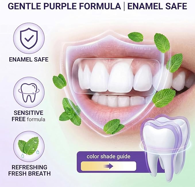 42 Strips Purple Teeth Whitening Strips - Fast Dissolving Teeth Whitening Strips, Tooth Stain Treatment, Portable