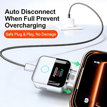 140W Smart Auto Stop Charging Adapter, Type C Fast Charger with LCD Display