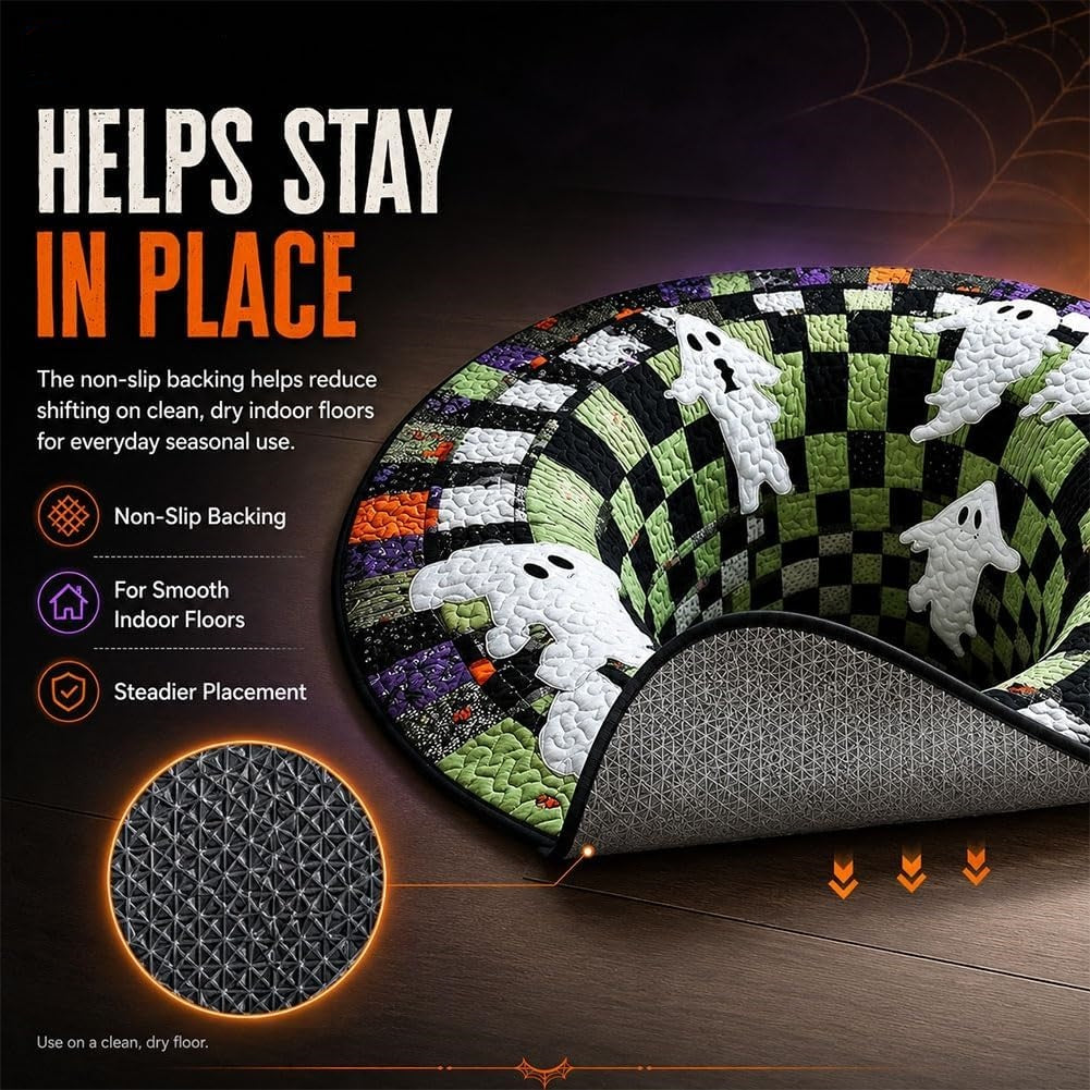 3D Halloween Rug, Novelty Ghost Skeleton 3D Optical Illusion Rugs