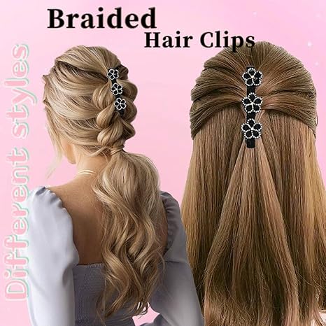 6PCS Sparkling Crystal Stone Braided Hair Clips Rhinestone Hair Clips Hair Braid Clips