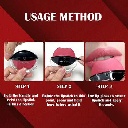 6PCS Matte Velvet Lipstick Set, Lazy Lip Makeup - Long Lasting