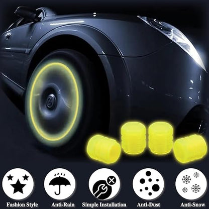 8PCS Fluorescent Tire Valve Stem Caps, Tire Valve Covers, Luminous Auto Wheel Air Valve Caps