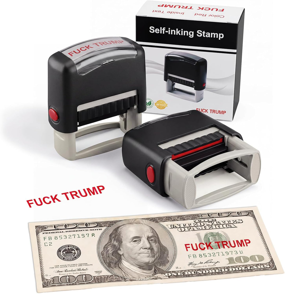 Self-Inking Red Ink "F*k Trump" Stamp
