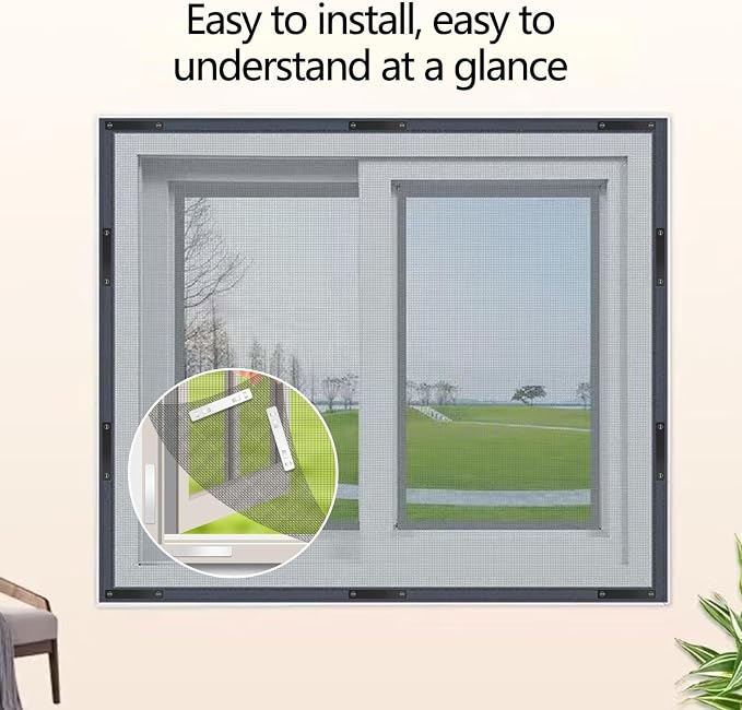 Magnetic Window Screen, No Drilling & Easy Installation, Cuttable Size