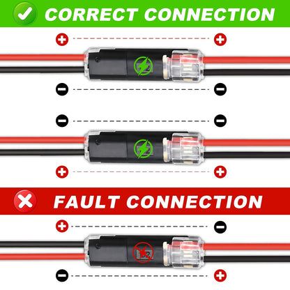 30PCS Double Wire Plug in Connector,Quick Disconnect Led Light Strip Connectors 2 Pin
