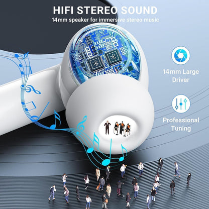Wireless Earbuds Bluetooth 5.3 Headphones, HiFi Stereo Ear Buds with ENC Noise Canceling Charging Case