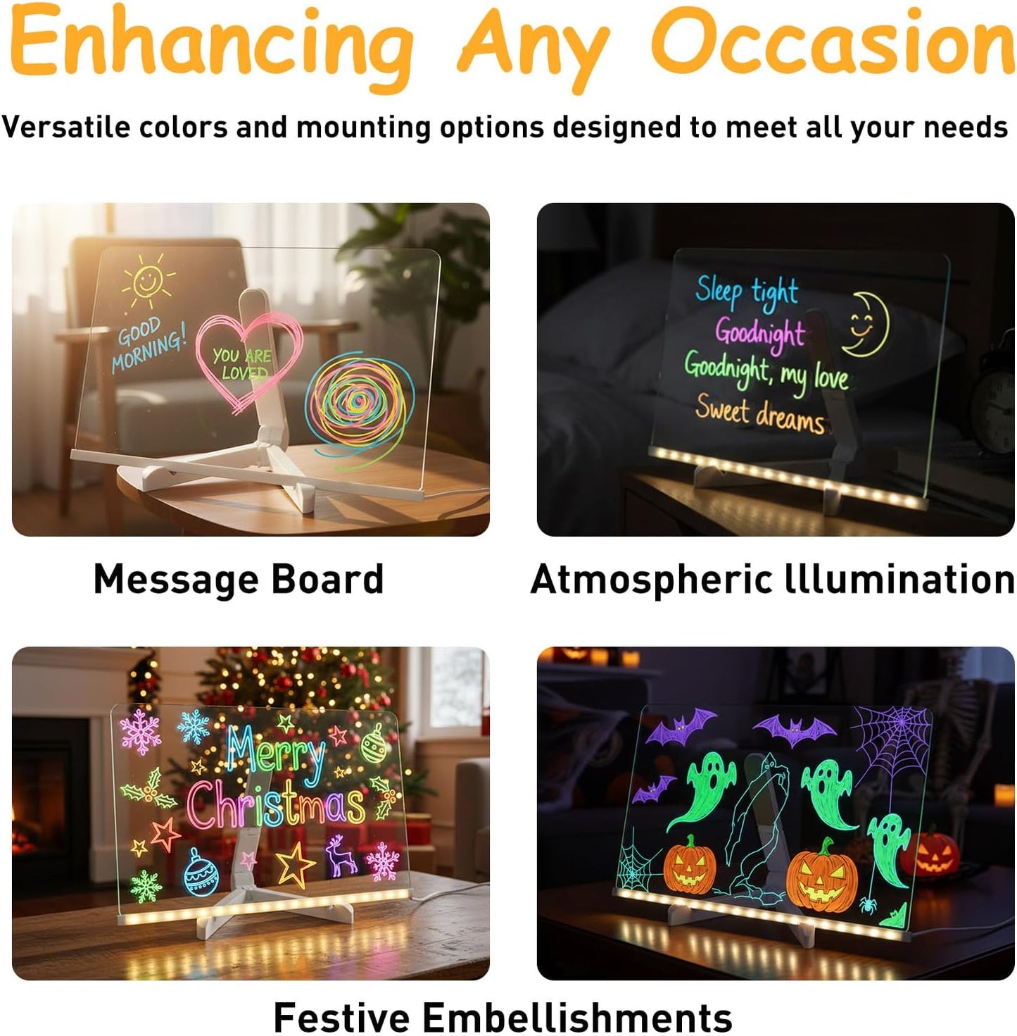 LED Glass Drawing Board for Kids with 4 Pen