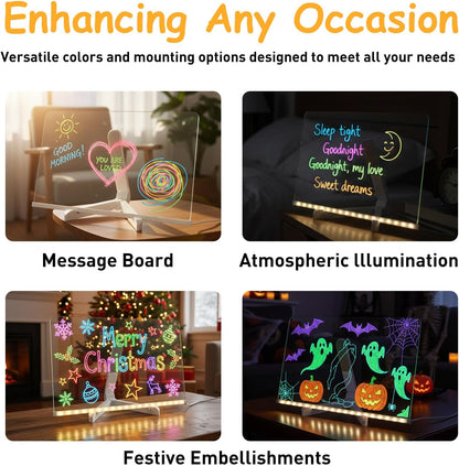 LED Glass Drawing Board for Kids with 4 Pen