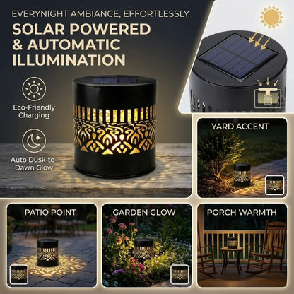 2-Pack Solar Mandala Projector Lights Waterproof Metal Wall Lights