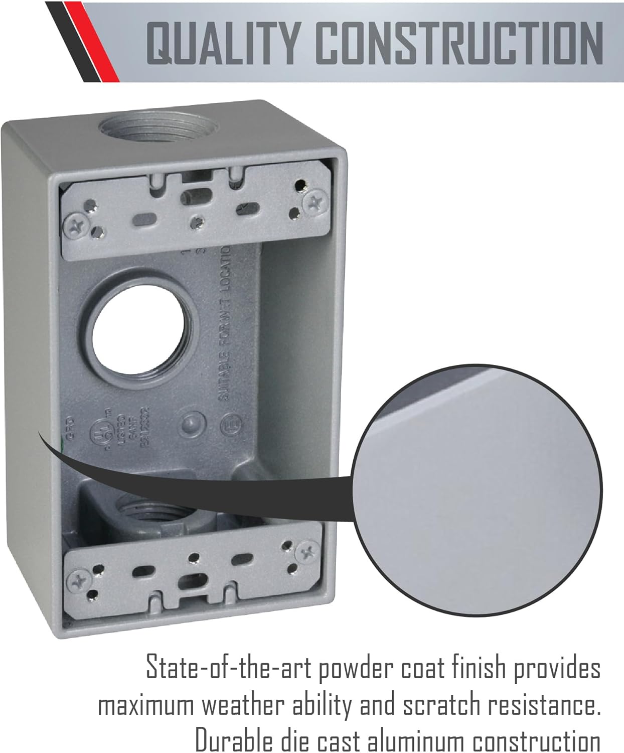 Weatherproof Outlet Box with Three 3/4-in Threaded Outlets with Instructions