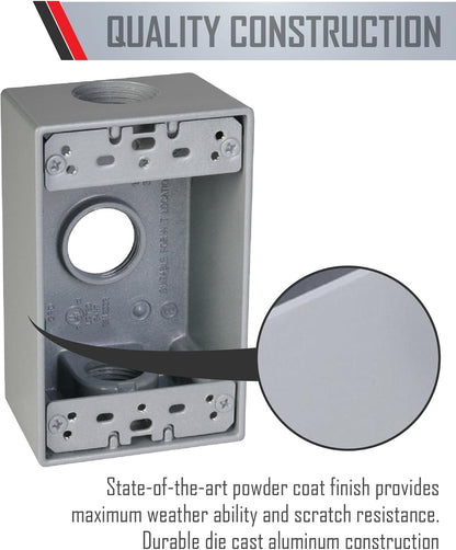 Weatherproof Outlet Box with Three 3/4-in Threaded Outlets with Instructions