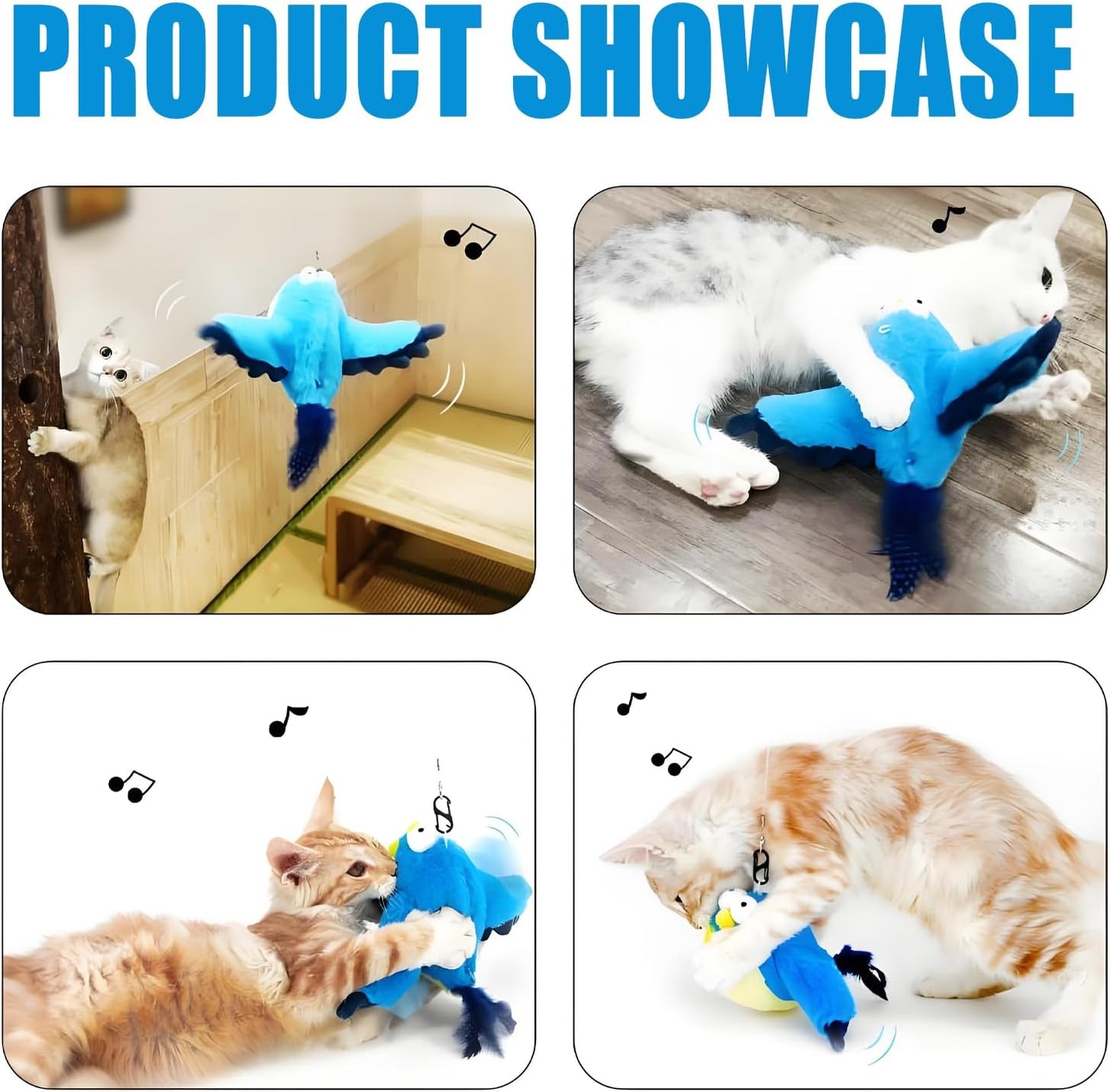 Interactive Chirping Bird Cat Toy Flapping Wingss,Simulated Chirping Bird Cat Toy
