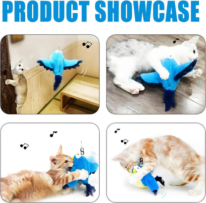 Interactive Chirping Bird Cat Toy Flapping Wingss,Simulated Chirping Bird Cat Toy