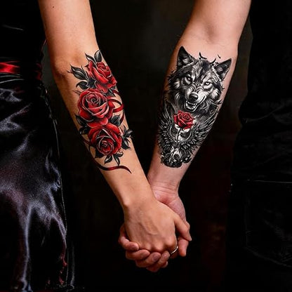 6 Sheets Temporary Tattoos for Women and Men Body Arm Back, Realistic Waterproof