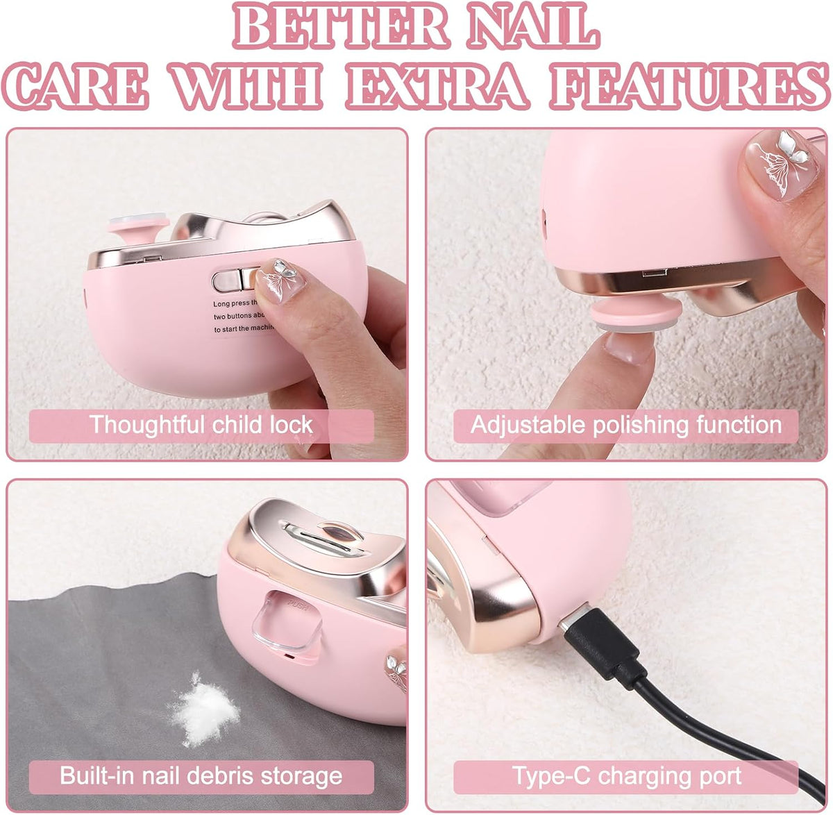 7 in 1 Electric Nail Clippers for Adults, Automatic Finger Nail Grinder