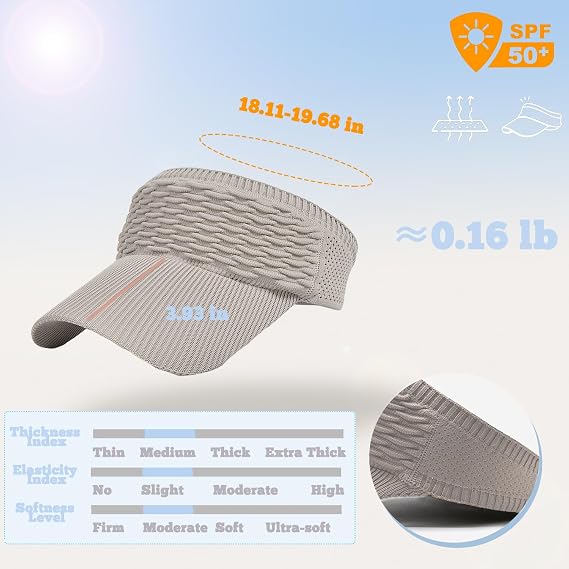 Sun Visor Hats, Wide Brim Sun Hats with UV Protection, Knitted Running Visors for Women