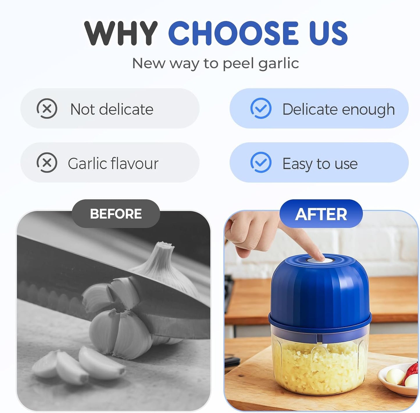 Electric Garlic Chopper, Mini Portable Veggie Chopper Garlic Grinder Masher Onion Choppers