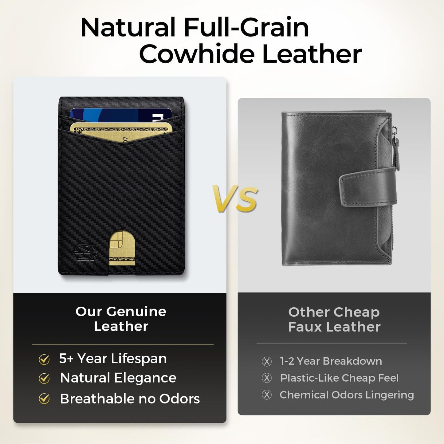 Genuine Leather Wallet for Men 12 Card Slim Mens Wallets Bifold RFID Blocking