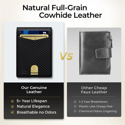 Genuine Leather Wallet for Men 12 Card Slim Mens Wallets Bifold RFID Blocking