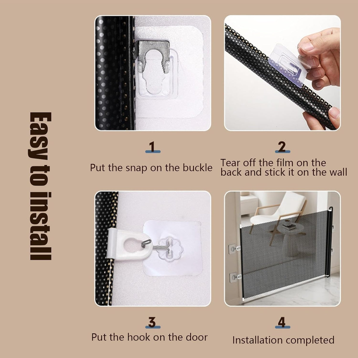Retractable Stair Gate Safety Dog Gate Cat Door Barrier for Indoor Outdoor 40*125cm
