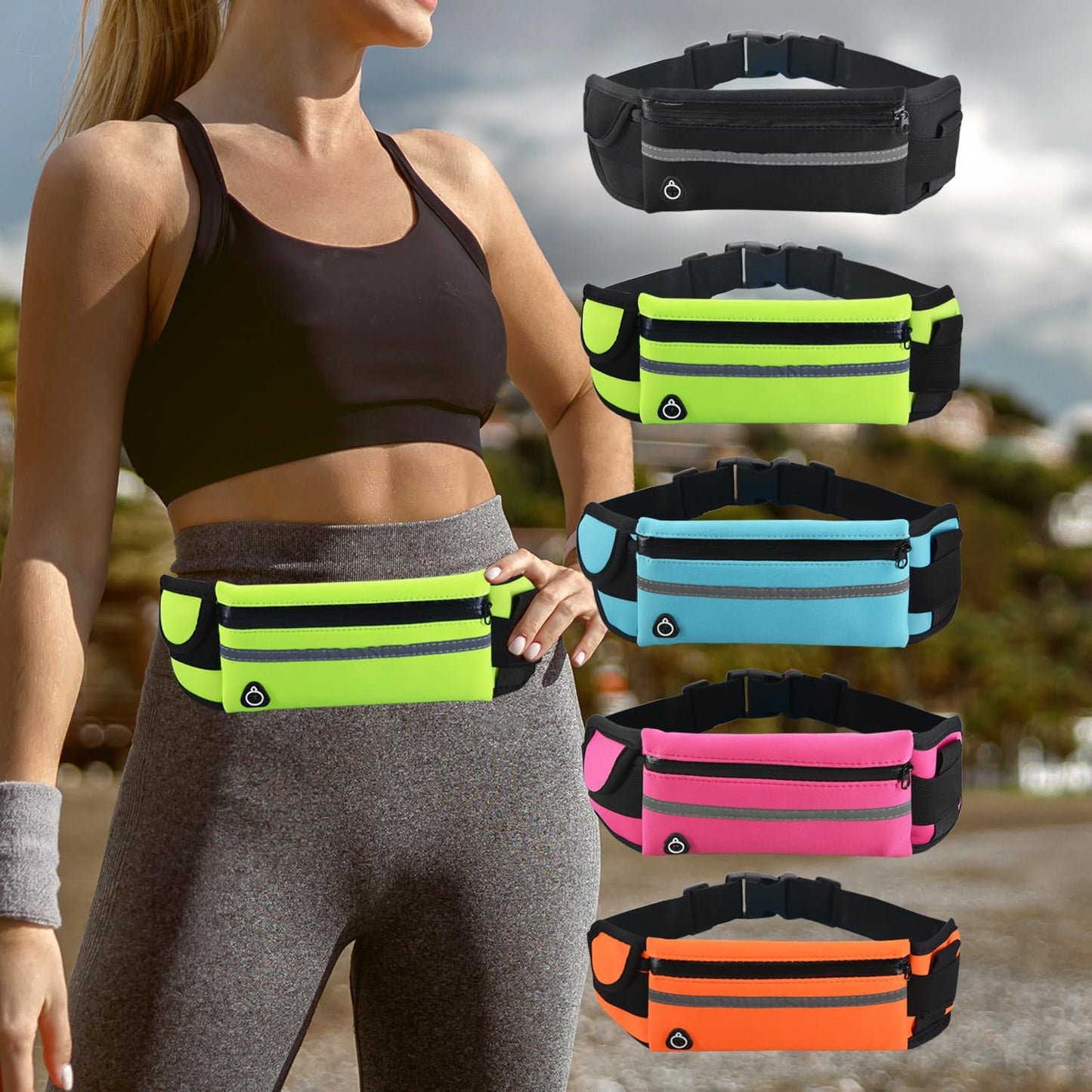 2PCS Women Fanny Pack Running Belt,Belt Bag,Water Resistant Wasit Pack Bag