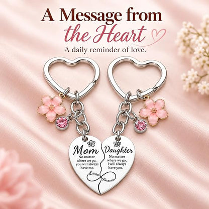 Mother Daughter Heart Matching Keyring Keychain Set Gifts