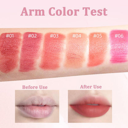 6 Pcs Red Matte Lip Gloss Sticks with Lip Brush | Matte Unique Sponge Brush Rich Color