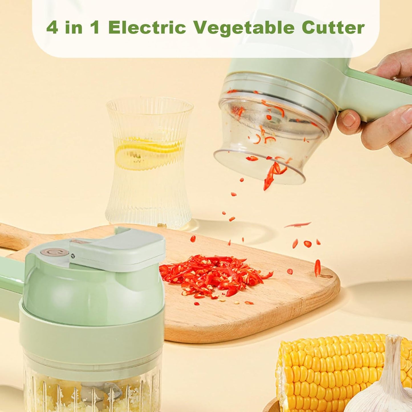 4 in 1 Multi-Functional Portable Electric Vegetable Cutter Set, Wireless Vegetable Processor
