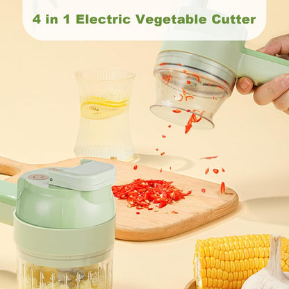 4 in 1 Multi-Functional Portable Electric Vegetable Cutter Set, Wireless Vegetable Processor