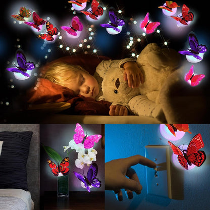 12Pcs LED Butterfly Night Lights 3D Glowing Butterfly Decoration